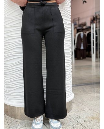 Черные трикотажные брюки с кулиской Anna Pepe AP 37739