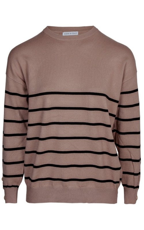 Джемпер цвета мокко с полосками Anna Pepe AP 5236 Джемпер цвета мокко с полосками Anna Pepe AP 5236