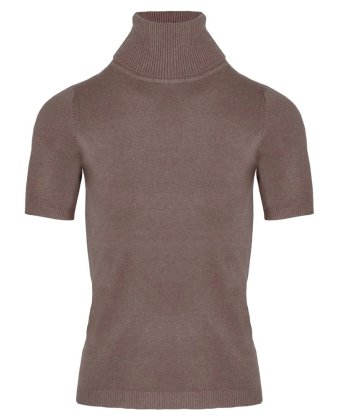 Джемпер цвета мокко с горловиной и короткими рукавами Anna Pepe AP 8507-25
