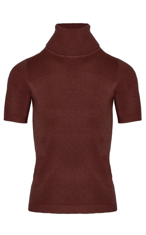 Терракотовый джемпер с горловиной и короткими рукавами Anna Pepe AP 8507-25