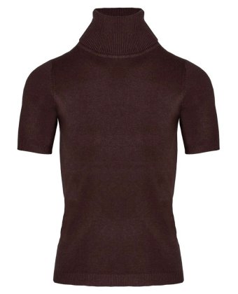 Коричневый джемпер с горловиной и короткими рукавами Anna Pepe AP 8507-25