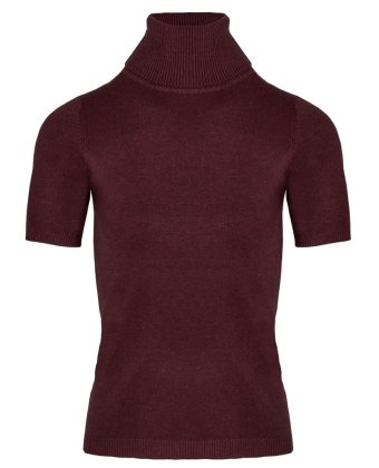 Бордовый джемпер с горловиной и короткими рукавами Anna Pepe AP 8507-25