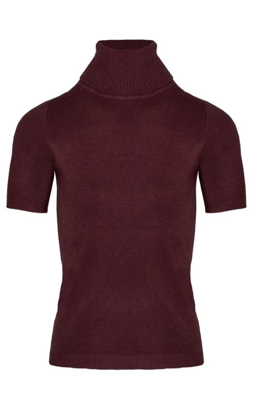 Бордовый джемпер с горловиной и короткими рукавами Anna Pepe AP 8507-25 Бордовый джемпер с горловиной и короткими рукавами Anna Pepe AP 8507-25