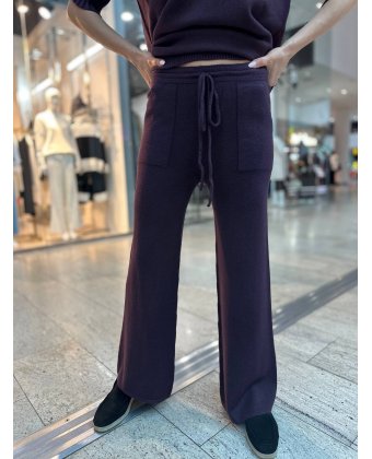 Бордовые трикотажные брюки с кулиской Anna Pepe AP 37739