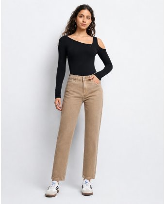Бежевые укороченные джинсы прямого кроя Straight Fit Anna Pepe AP G5415-23