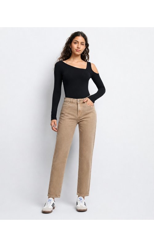 Бежевые укороченные джинсы прямого кроя Straight Fit Anna Pepe AP G5415-23 Бежевые укороченные джинсы прямого кроя Straight Fit Anna Pepe AP G5415-23