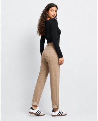 Бежевые укороченные джинсы прямого кроя Straight Fit Anna Pepe AP G5415-23