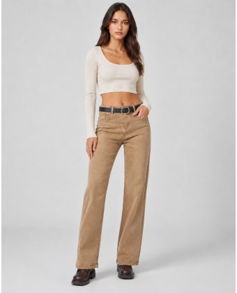Бежевые джинсы прямого кроя Straight Fit Anna Pepe AP J087