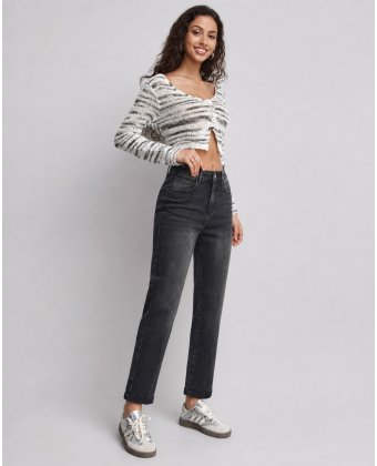 Темно-серые укороченные джинсы прямого кроя Straight Fit Anna Pepe AP G5415-24