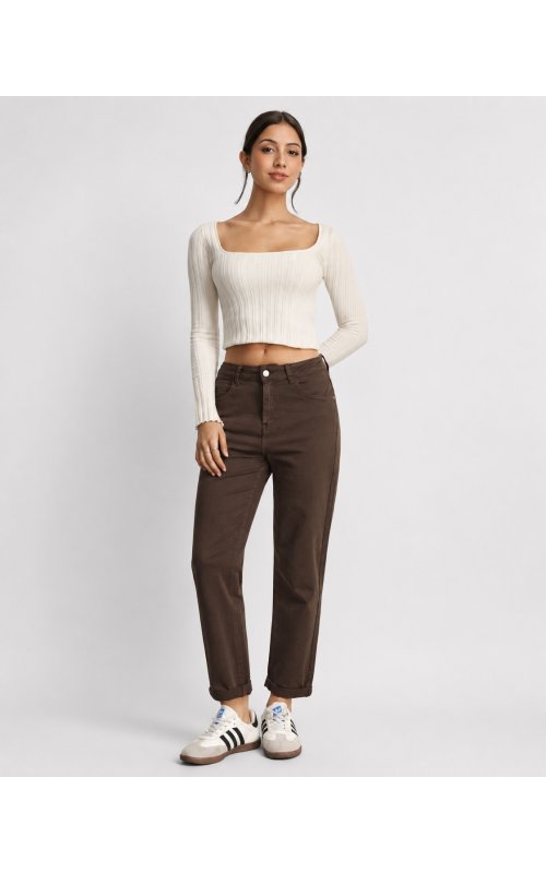 Коричневі укорочені джинси прямого крою Straight Fit Anna Pepe AP G5415-40