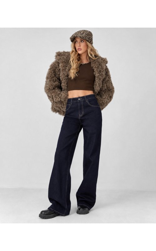 Темно-синие широкие прямые джинсы Wide Leg Anna Pepe AP T761