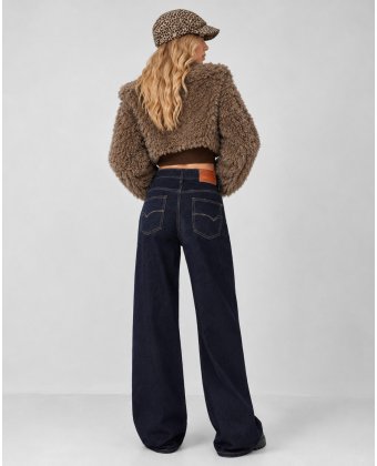 Темно-синие широкие прямые джинсы Wide Leg Anna Pepe AP T761