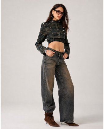 Синие широкие прямые джинсы Wide Leg Anna Pepe AP T8005