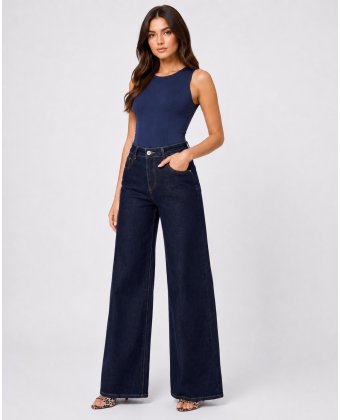 Темно-синие широкие прямые джинсы Wide Leg Anna Pepe AP T889
