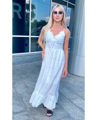Белый длинный сарафан прошва Anna Pepe AP 3225