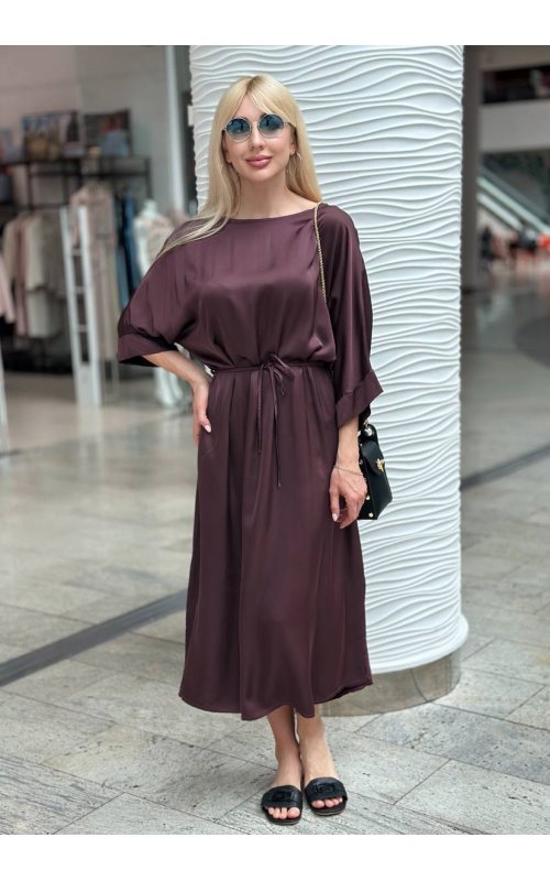 Бордовое длинное платье с поясом Anna Pepe AP 78112 Бордовое длинное платье с поясом Anna Pepe AP 78112