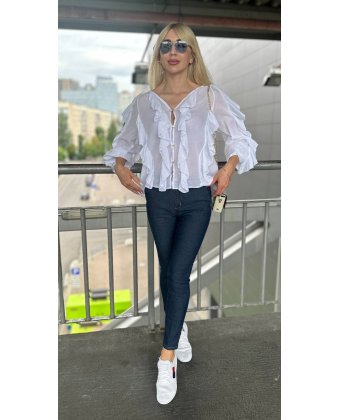 Белая блуза с воланами Anna Pepe AP 25071