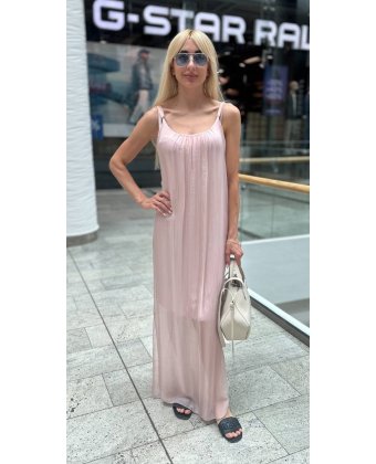 Длинное розовое платье на бретельках Anna Pepe AP 61507