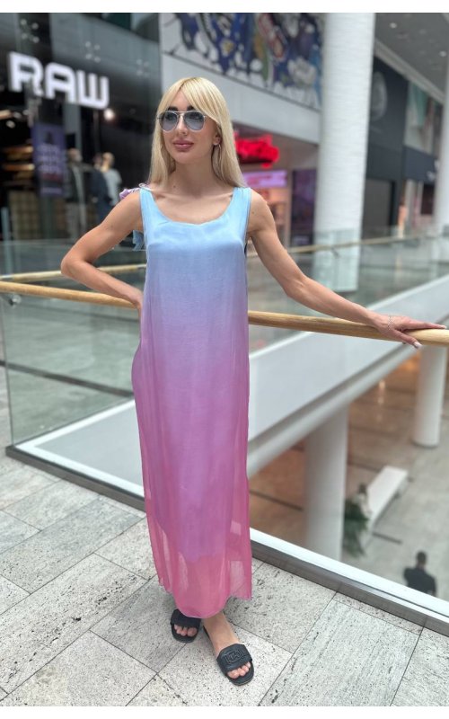 Длинное голубо-розовое платье с завязкой на плече Anna Pepe AP 66080 Длинное голубо-розовое платье с завязкой на плече Anna Pepe AP 66080
