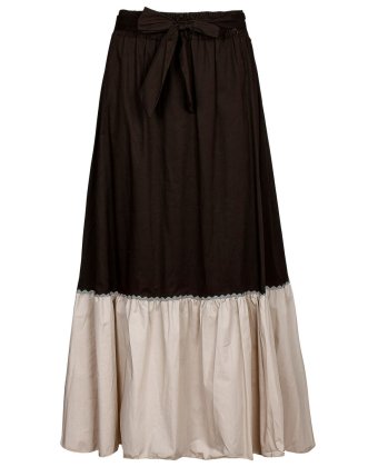 Коричневая юбка с поясом и бежевой вставкой Anna Pepe AP 18510