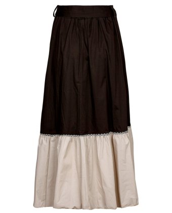 Коричневая юбка с поясом и бежевой вставкой Anna Pepe AP 18510