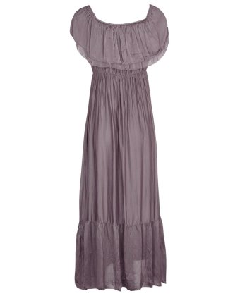 Длинное платье цвета мокко с открытыми плечами Anna Pepe AP 61358-5