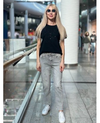 Женские серые джинсы MOM FIT Anna Pepe AP 1489