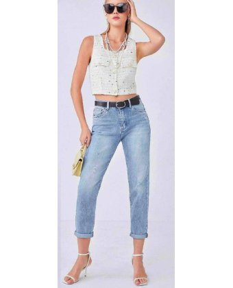 Женские голубые джинсы MOM FIT Anna Pepe AP SJ1488