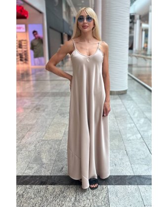 Бежевый сарафан на бретельках Anna Pepe AP 7407