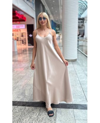 Бежевый сарафан на бретельках Anna Pepe AP 7407