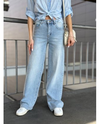 Женские голубые джинсы wide leg long Anna Pepe AP T625