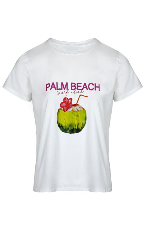 Белая футболка с принтом PALM BEACH Anna Pepe AP 9598 Белая футболка с принтом PALM BEACH Anna Pepe AP 9598
