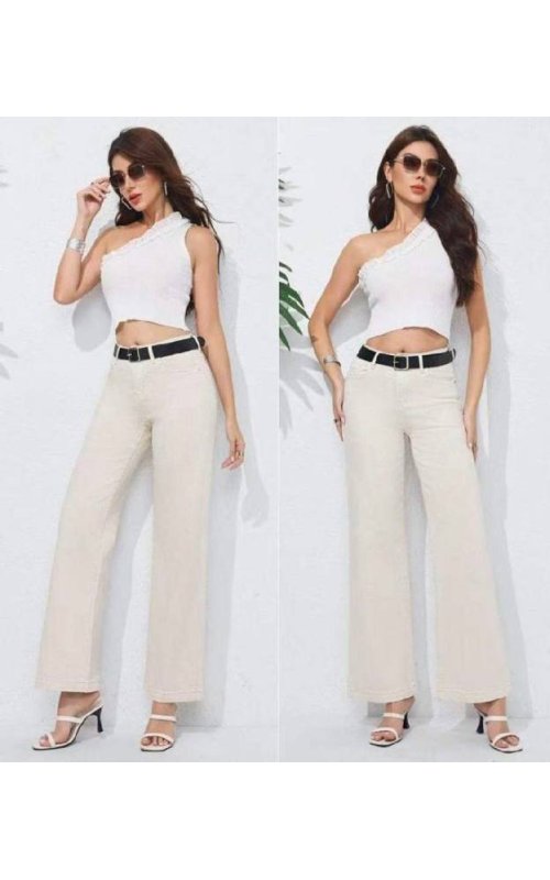 Бежевые джинсы Wide Leg Anna Pepe AP KM8802 Бежевые джинсы Wide Leg Anna Pepe AP KM8802