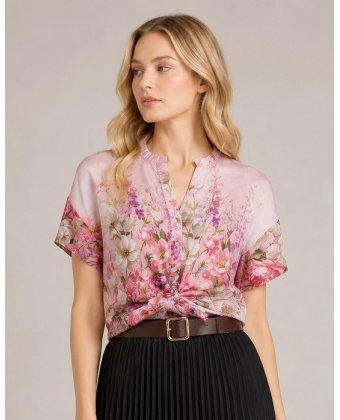Розовая блуза с цветочным принтом Anna Pepe AP 39316