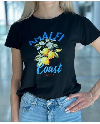 Черная футболка с принтом AMALFI Anna Pepe AP 9595
