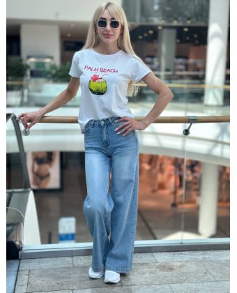 Белая футболка с принтом PALM BEACH Anna Pepe AP 9598
