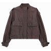 Кожаная коричневая куртка с накладными карманами IMPERIAL V3025833