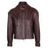 Шкіряна коричнева куртка з накладними кишенями IMPERIAL V3025833