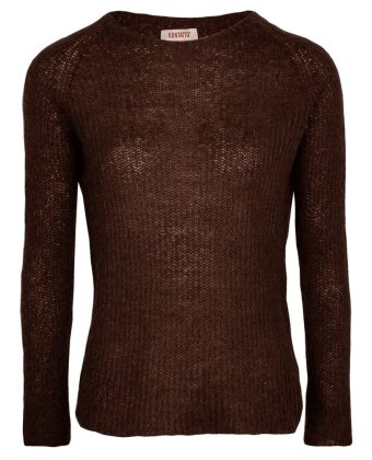 Коричневый джемпер из мохера с вырезом-лодочкой Kontatto K 3M0858CN