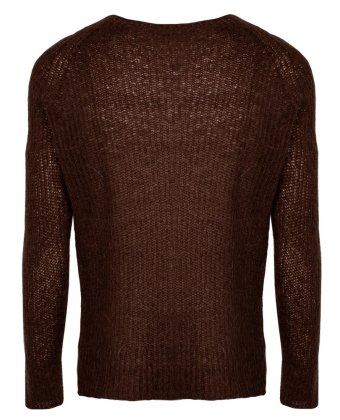 Коричневый джемпер из мохера с вырезом-лодочкой Kontatto K 3M0858CN