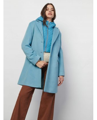 Голубое пальто с лацканами RINASCIMENTO 115128