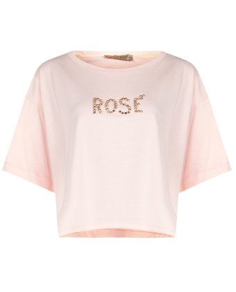 Розовая футболка с надписью ROSE RINASCIMENTO 128259