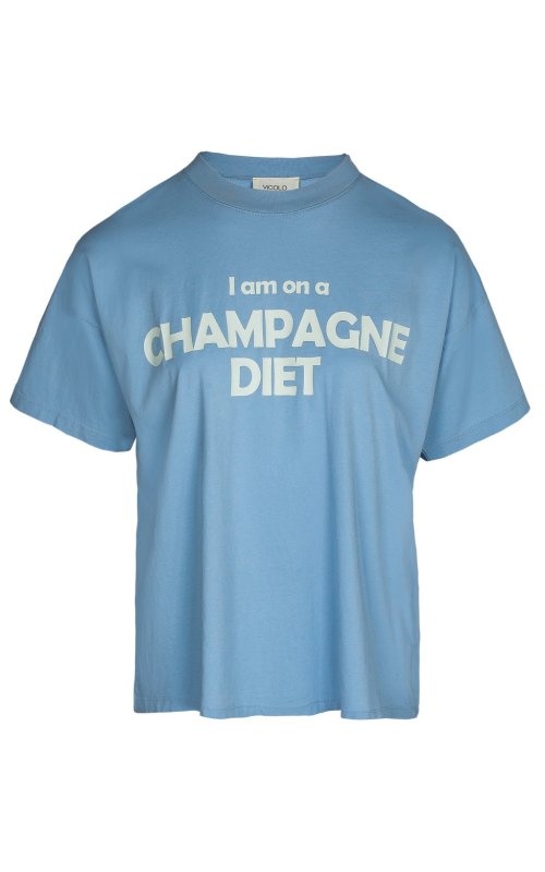 Блакитна футболка з написом Champagne Diet Vicolo V RAB0301 Блакитна футболка з написом Champagne Diet Vicolo V RAB0301